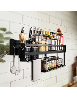 Стенен органайзер за кухня 2 етажа поставка за прибори подправки